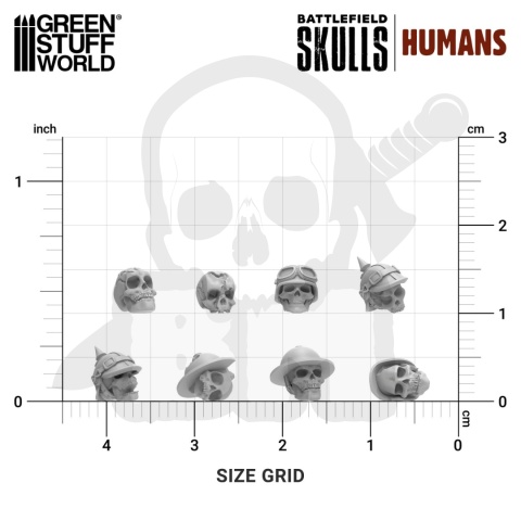3D printed set - 1000x Battlefield Resin Skulls 1:48-1:35 - tysiąc czaszek