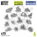 3D printed set - Stone wall ruins 1:48 - ruiny 15 szt.