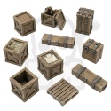 3D printed set - Wooden Crates 1:48 - drewniane skrzynki 14 szt.