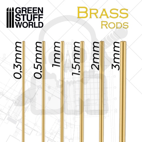 Green Stuff Pinning Brass Rods 1,5mm pręty 5 szt.