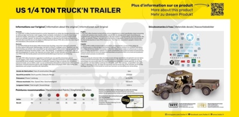 Heller 81105 US 1/4 Ton Truck'n Trailer 1:35 - model jeepa