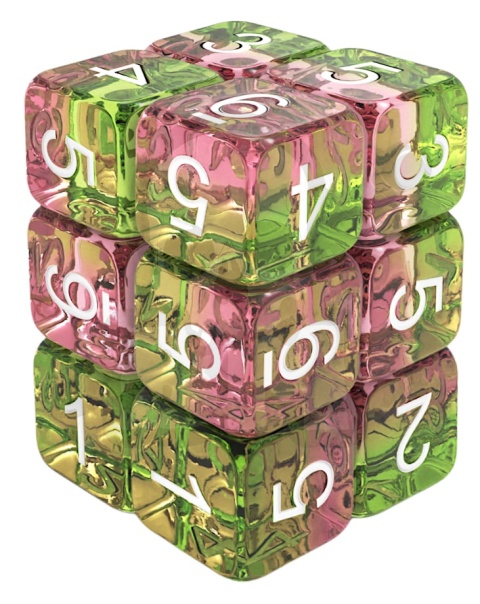 Kostki RPG k6 12 szt. 16mm Clear Pink