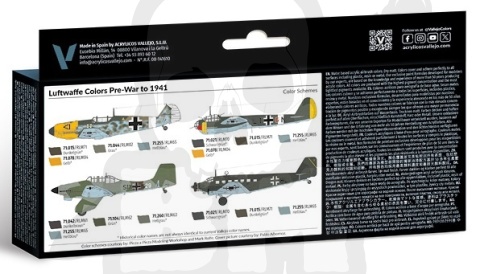 Vallejo 71165 Zestaw 8 farb Model Air War Luftwaffe colors pre-war to 1941