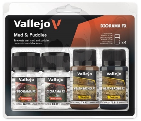 Vallejo 73189 zestaw Diorama Effects Set - Mud & Puddles (4 x 35 ml)