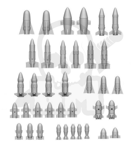 3D printed set - Rockets and Missiles 1:48-1:35 - rakiety i pociski 37szt.