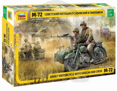 1:35 Soviet Motorcycle M-72 with sidecar and Crew