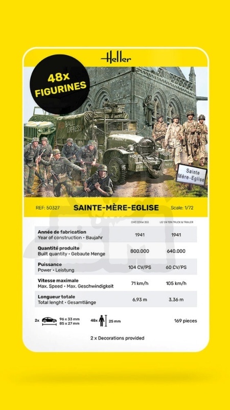 Heller 50327 Sainte-Mère-Eglise - zestaw 2 pojazdy i 48 żołnierzy