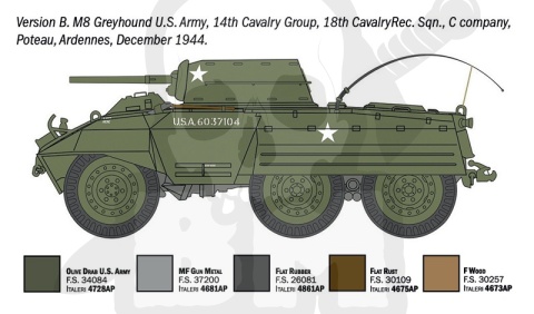 Italeri 7087 M8 Greyhound / M20 Armored Utility Car 1:72 model wozu pancernego