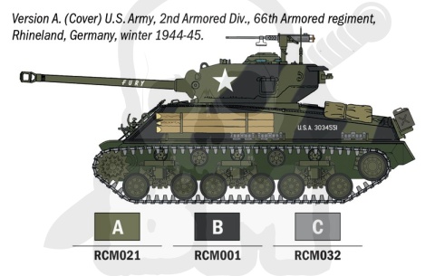 Italeri 75001 M4A3E8 Sherman Fury Starter Set - Easy Paint 1:56