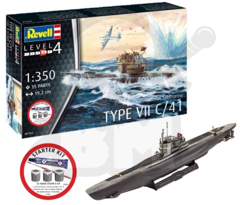 Revell 75154 Starter Kit 1:350 German Submarine Type VII C/41