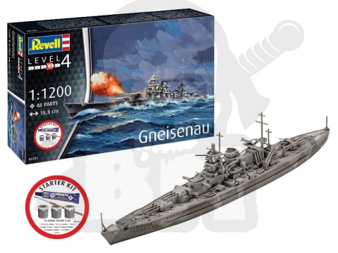 Revell 75181 Starter Kit 1:1200 Niemiecki pancernik Gneisenau