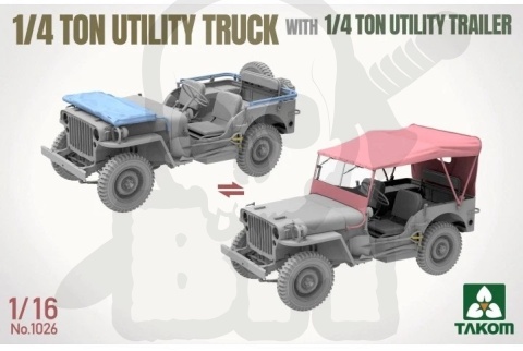 Takom 1026 1:16 1/4 Ton Utility Truck with 1/4 Ton Utility Trailer