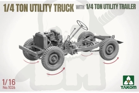 Takom 1026 1:16 1/4 Ton Utility Truck with 1/4 Ton Utility Trailer