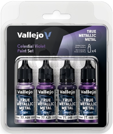Vallejo 77262 True Metallic Metal Zestaw 4 farb Celestial Violet (4 x 18 ml)