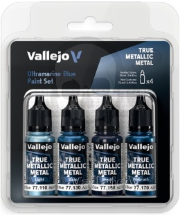 Vallejo 77263 True Metallic Metal Zestaw 4 farb Ultramarine Blue (4 x 18 ml)