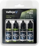 Vallejo 77266 True Metallic Metal Zestaw 4 farb Amber Green (4 x 18 ml)