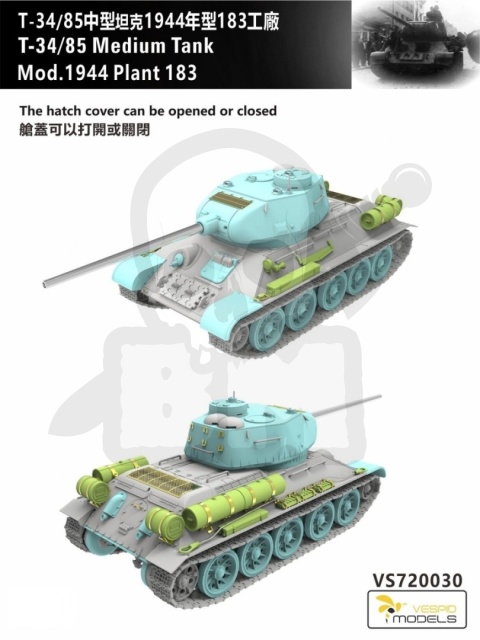 Vespid 720030 T-34/85 Medium Tank Mod 1944 Plant 183 Metal Barrel + 3D Printed Oil Tank