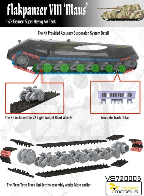 Vespid Models 720005 Flakpanzer VIII Maus German Super Heavy AA Tank 1:72
