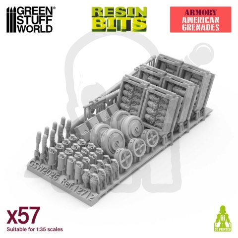 3D Printed Set Armory WWII American Grenades 1:35 amerykańskie miny granaty