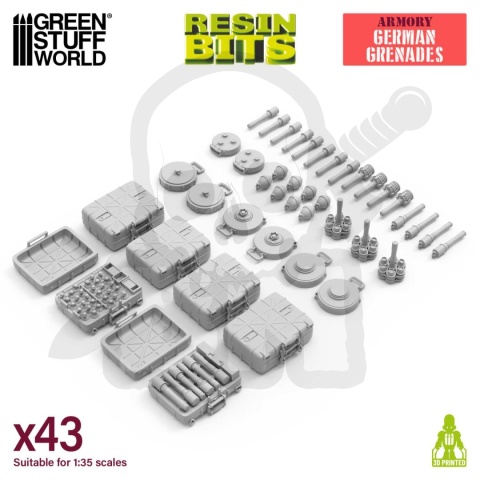 3D Printed Set Armory WWII German Grenades 1:35 niemieckie miny i granaty