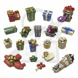 3D Printed Set Miscelaneous Gift Boxes 1:48-1:35 prezenty świąteczne