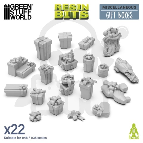 3D Printed Set Miscelaneous Gift Boxes 1:48-1:35 prezenty świąteczne