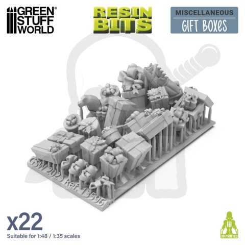 3D Printed Set Miscelaneous Gift Boxes 1:48-1:35 prezenty świąteczne