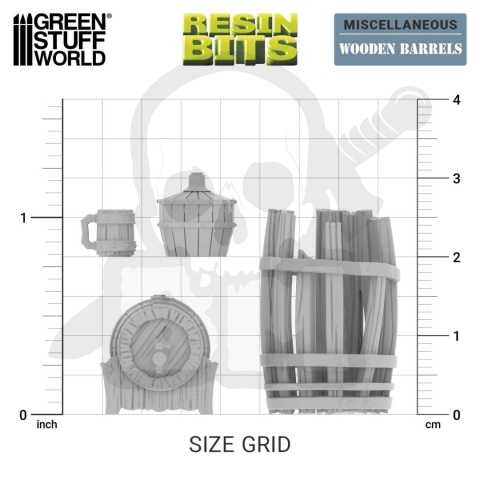 3D Printed Set Miscelaneous Wooden Barrels 1:35 zestaw beczek do makiet