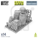 3D Printed Set Miscelaneous Wooden Barrels 1:35 zestaw beczek do makiet