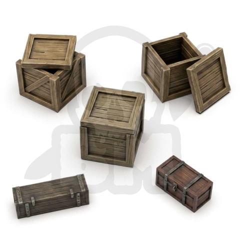 3D Printed Set Miscelaneous Wooden Crates 1:35 drewniane skrzynki do makiet