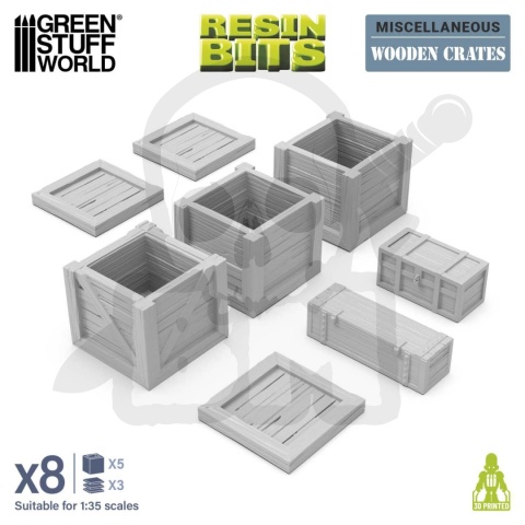 3D Printed Set Miscelaneous Wooden Crates 1:35 drewniane skrzynki do makiet