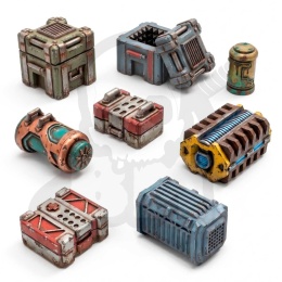 3D Printed Set Modern and Sci-fi Crates skrzynie do makiet i modeli SF