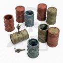 3D Printed Set Modern and Sci-fi Metal Barrels 1:35 zestaw beczek do makiet
