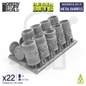 3D Printed Set Modern and Sci-fi Metal Barrels 1:35 zestaw beczek do makiet