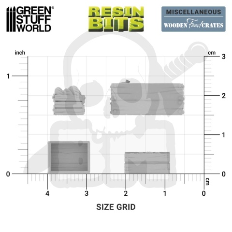 3D Printed Set Wooden Food Crates 1:48 zestaw żywicznych skrzynek 12 szt.