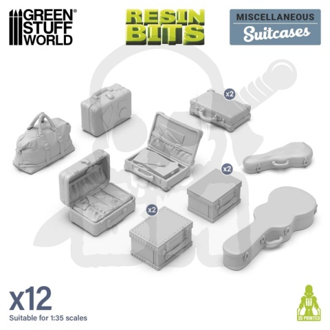 3D printed set Miscelaneous Travel Suitcases 1:35 torby do modeli i dioram