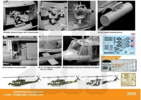 Dragon 3540 1:35 UH-1N Gunship - model śmigłowca