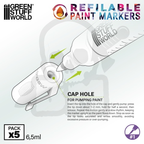 GSW Refillable markers - Size 1 - uniwersalne markery do farb 5 szt.