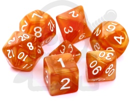 Kości RPG 7 szt. buresztynowe perłowe Rebel - Dice Pearl 7-Set Dark Yellow