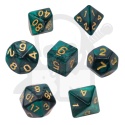 Kości RPG 7 szt. ciemnozielone perłowe Rebel - Dice Pearl 7-Set Dark Green