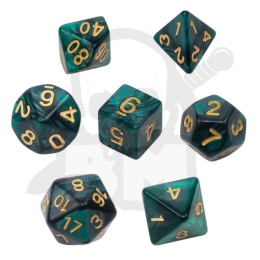 Kości RPG 7 szt. ciemnozielone perłowe Rebel - Dice Pearl 7-Set Dark Green