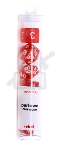 Kości RPG 7 szt. czerwone perłowe Rebel - Dice Pearl 7-Set Red