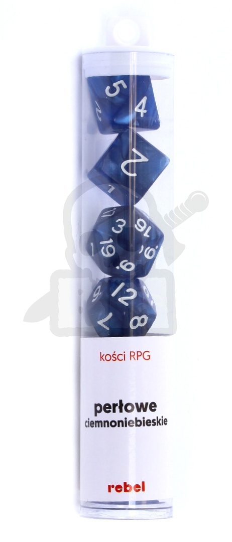 Kości RPG 7 szt. niebieskie perłowe Rebel - Dice Pearl 7-Set Dark Blue