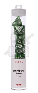Kości RPG 7 szt. zielone perłowe Rebel - RPG Dice Pearl 7-Set Green