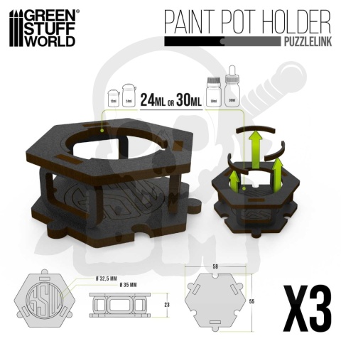 Paint Pot Holder x3 - podstawki pod farby 30 24 12 ml