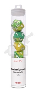 RPG Dice 2Color 7-Set Green-Yellow - zestaw kostek do gry