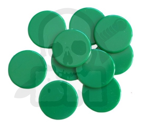 Żetony 22x1,7 mm zielone 10 szt. liczniki