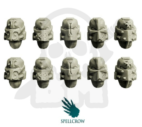 Hełmy Kosmicznych Rycerzy Templariuszy 10 szt. Templars Helmets Marines WH40K głowy