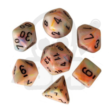 Kości RPG 7 szt Festive Circus w/black zestaw K4 6 8 10 12 20 i 00-90 + pudełko