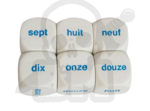 French Word Numbers Seven to Twelve 20 mm kostka język francuski K6 7-12
